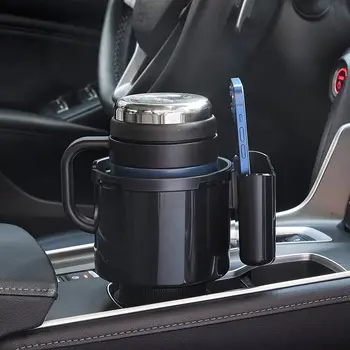 Adjustable Car Cup Holder Expander with Removable Phone Holder