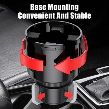 Adjustable Car Cup Holder Expander with Removable Phone Holder