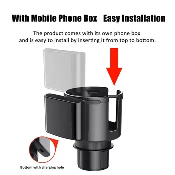 Adjustable Car Cup Holder Expander with Removable Phone Holder