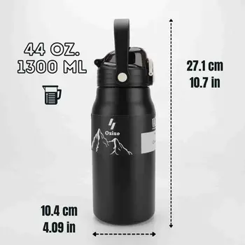 Ozizo M22 44oz Insulated Unique Body Bottle w/ Stainless steel Handle&Lid