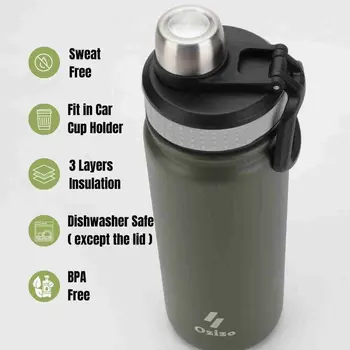 Ozizo M59 22oz 650 ml Sport Insulated Bottle with Rotating Lid and Handle