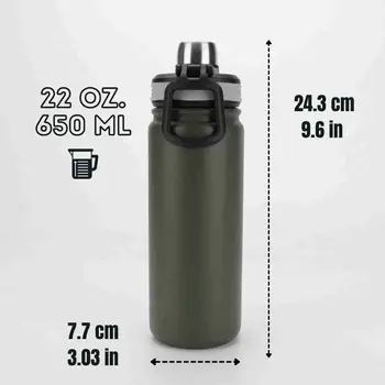 Ozizo M59 22oz 650 ml Sport Insulated Bottle with Rotating Lid and Handle
