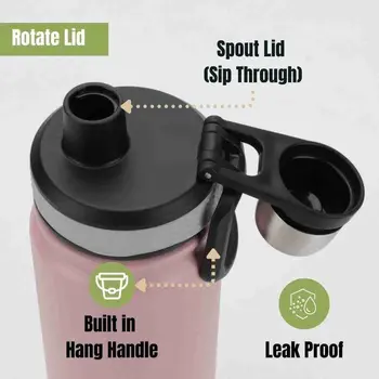 Ozizo Shaker Bottle M60, Insulated Stainless Steel Protein Shaker Bottle 22 oz, Insulated Shaker with Filter, Flip Top Cap and Wire Whisk Ball Spring Mixer