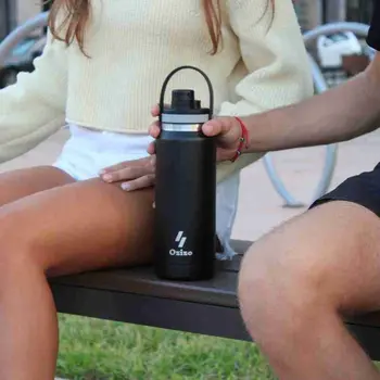 Ozizo M69 34oz 1000ml Insulated Bottle with Handle and Attached Cap
