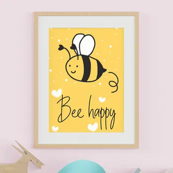 Bee happy motivational, positivity print