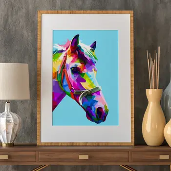 Horse geometric rainbow animal print