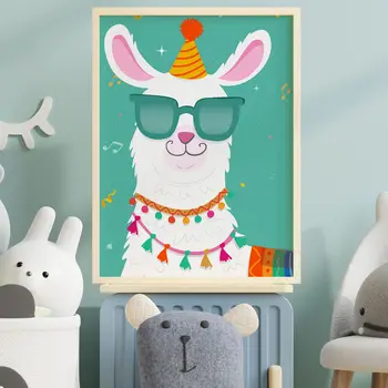 Cool llama child's bedroom, nursery print