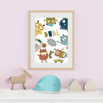 Monster dudes child's bedroom, nursery print
