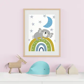 Sleeping koala bear child's bedroom, nursery print