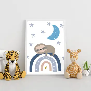 Sleeping sloth child's bedroom, nursery print