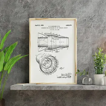 Aviation, aeroplane patent drawing print: Afterburner 1959