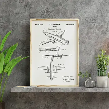 Aviation, aeroplane patent drawing print: Johnson 1938