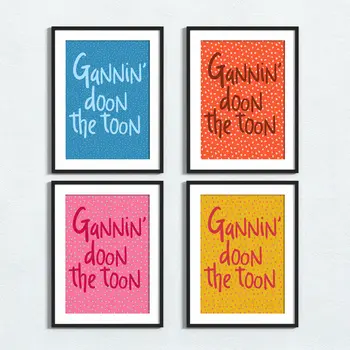 Geordie phrase print: Gannin' doon the toon