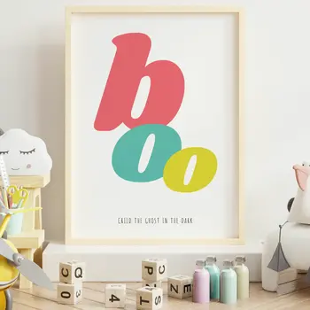 Boo called the ghost in the dark nursery typography print