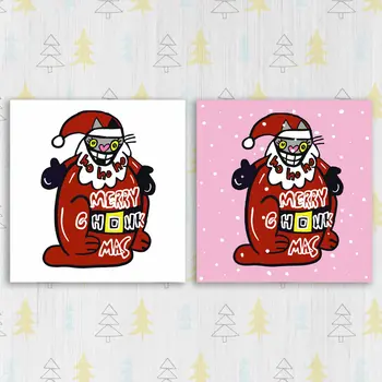 Fat cat Christmas card: Merry Chonkmas