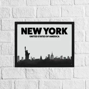 Black and grey New York skyline print