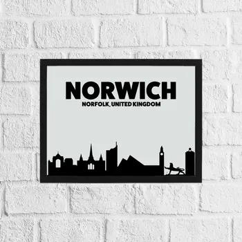 Black and grey Norwich skyline print