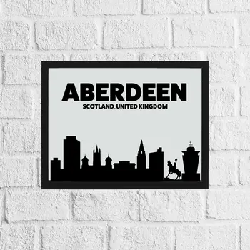 Black and grey Aberdeen skyline print