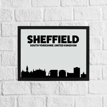 Black and grey Sheffield skyline print