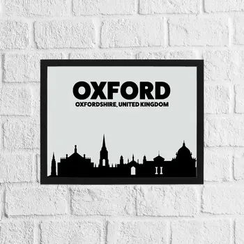 Black and grey Oxford skyline print