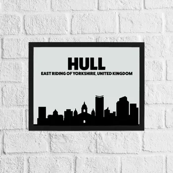 Black and grey Hull skyline print