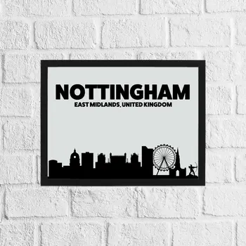 Black and grey Nottingham skyline print
