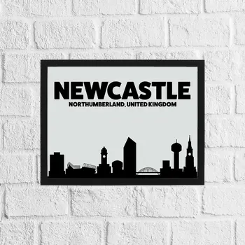 Black and grey Newcastle skyline print