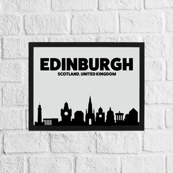 Black and grey Edinburgh skyline print