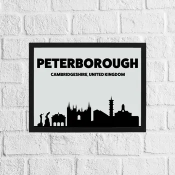 Black and grey Peterborough skyline print