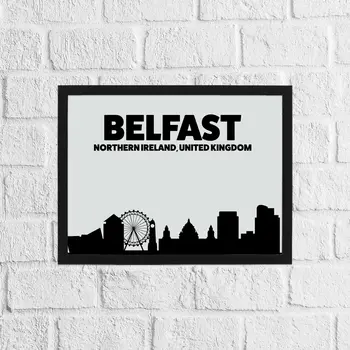 Black and grey Belfast skyline print