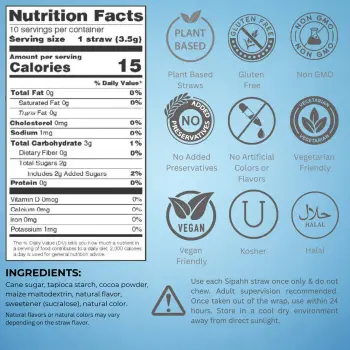 COCOA-BEAN CHOCOLATE 60 STRAW PACK MILK FLAVOR STRAWS