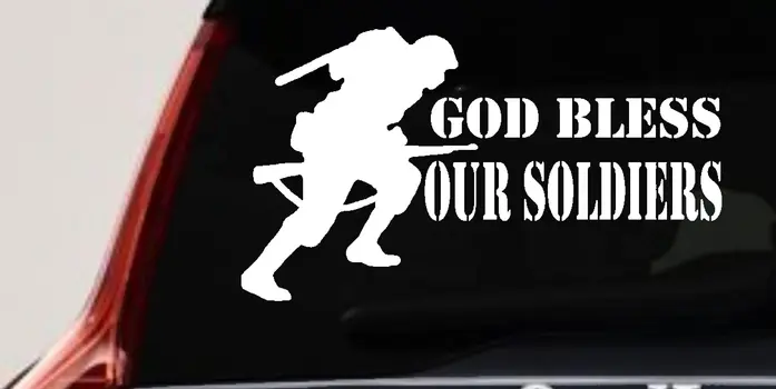 God Bless Our Soldiers Military Car Truck Window Vinyl Decal Sticker
