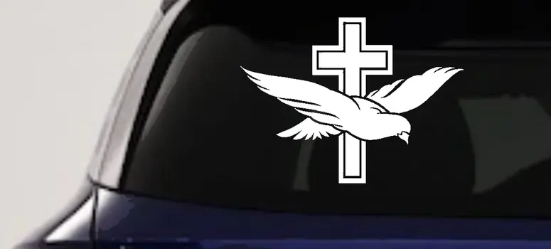 Christian Dove Cross Decal for Car Truck Window - Vinyl Sticker