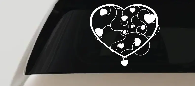 Heart Vines Swirls Car Truck Window Vinyl Decal Sticker