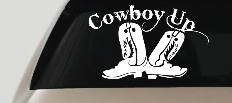 Cowboy Up Boots Rodeo Western Car Truck Window Decal Sticker Vinyl