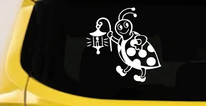 Cute Ladybug with Lantern Decal - Car Truck Window Vinyl Sticker