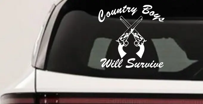 Country Boys Will Survive Crossed Guns Decal Sticker for Car Truck Window