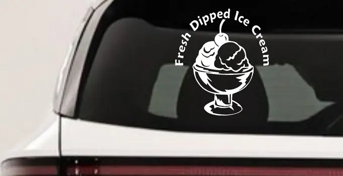 Fresh Dipped Ice Cream Decal Window Lettering Store Truck Vinyl Sticker