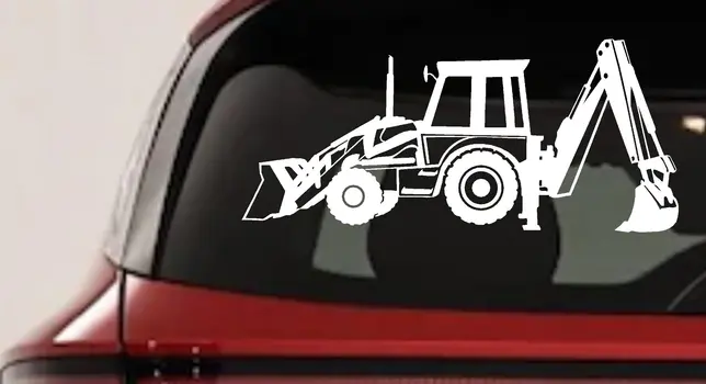 Backhoe Tractor Business Window Decal for Car or Truck Vinyl Sticker Sign
