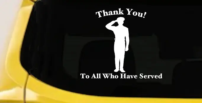Thank You Military Decal - Car Truck Window Vinyl Sticker for Heroes
