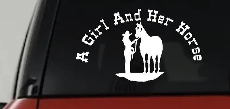 Girl and Horse Vinyl Decal Sticker Cowgirl Country Farm Ranch Truck Window