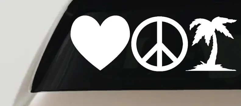 Love Peace Palm Tree Decal Sticker for Car Truck Window Vinyl