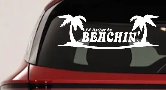 Id Rather Be Beachin Palm Trees Car Truck Window Vinyl Decal Sticker