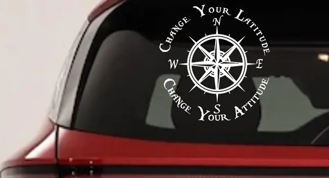 Rose Compass Decal Change Your Latitude Change Your Attitude Sticker