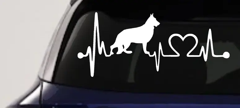German Shepherd Heartbeat Decal - Car Truck Window Vinyl Sticker
