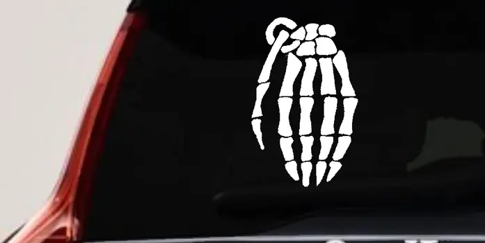 Skeleton Hand Grenade Skulls Car Truck Window Vinyl Decal Sticker