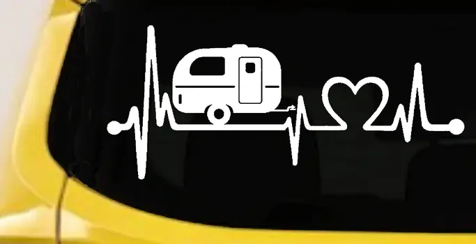 Camper Love Heartbeat Decal for RVs Trucks & Cars Travel Trailer Sticker