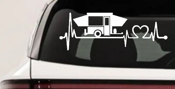 Pop Up Camper Travel Trailer Heartbeat Lifeline Decal Sticker