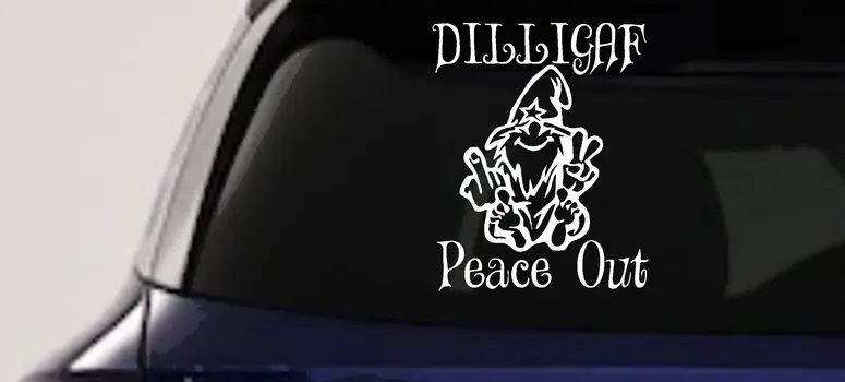 DILLIGAF Wizard Peace Out Car Truck Window Decal Sticker Funny