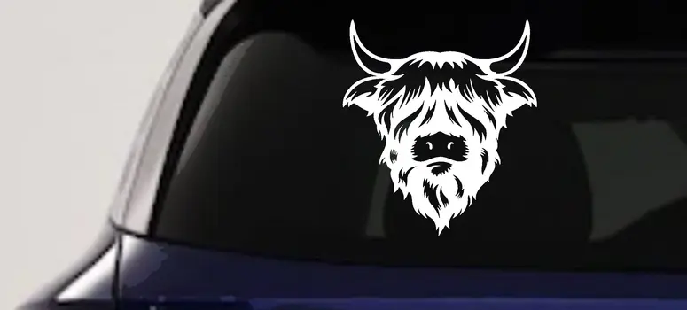 Cute Highland Bull Decal Sticker for Car Truck Window Decor
